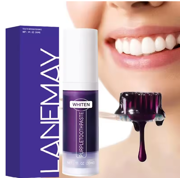 Purple Toothpaste on Brush